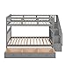 Harper & Bright Designs Twin Over Twin Bunk Bed with Stairs & Guard Rail, Twin Size with Storage Drawers, Wood Frame for Bedroom, Dorm, Kids, Teens, Adults (Gray)