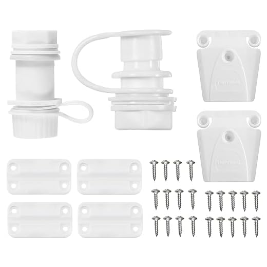 Cooler Replacement Parts Kit, Ice Chest Plastic Hinges, Threaded and Triple-Snap Drain Plug, Latches and Stainless Steel Screws Combo, Plastic Cooler Replacement Set