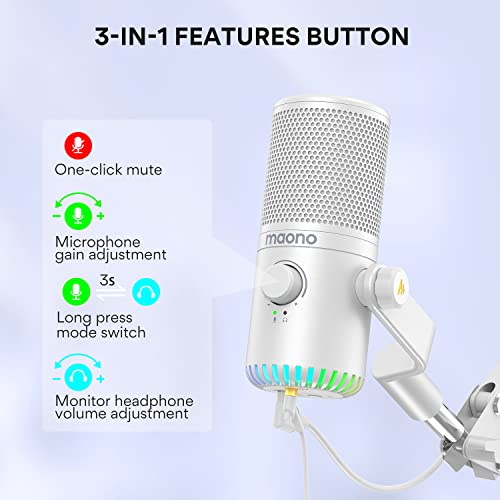 Maono Gaming Usb Microphone, Programmable Pc Computer Condenser Mic For Streaming, Podcasting, Recording, Twitch, Youtube, Discord, With Rgb Lights, Mute, Gain, Zero Latency Monitoring, Volum, Dm30 #TOP3