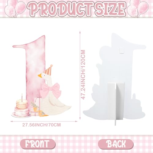 Image of Croblissful One Silly Goose Party Decorations 1st Birthday Backdrop Duck Animal Background Prop for Birthday Baby Shower Party Supplies(Watercolor Pink,One Goose)