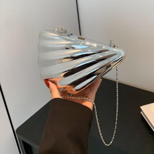 Image of Metallic Acrylic Evening Handbag for Women | Crossbody Sling Bags with Detachable Chain Strap Glossy Stylish Ladies Girls Small Size Cute Party Wedding Bag