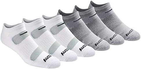 Saucony Mens Multi-pack Mesh Ventilating Comfort Fit Performance No-show Socks Running Socks (pack of 6)