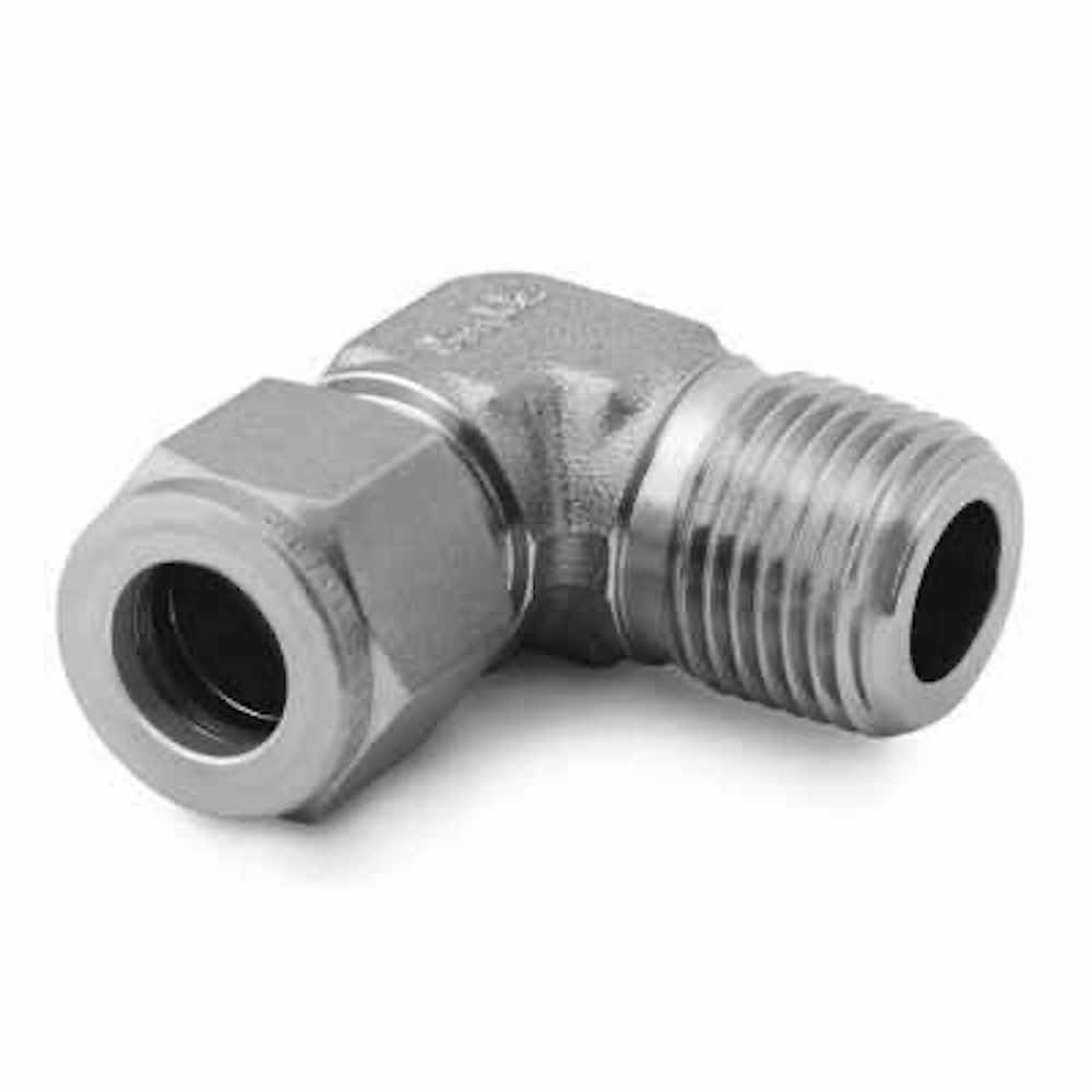 SWAGELOK SS-200-2-2 Tube Fitting, 1/8 in. Tube OD, 316 Stainless Steel, 1/8 in. Male NPT, Male Elbow