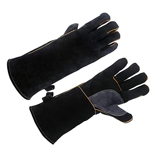 Guantes de soldadura de cuero XL con resistencia al fuego para chimenea y barbacoa