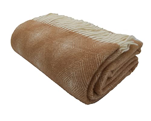 GLAESER Wohndecke - fair de Luxe Wolle pur | Wolldecke aus 100prozent Wolle | Couchdecke/Sofadecke | Wohlfühlende & Anschmiegsame Kuscheldecke | (Cuban Sand)