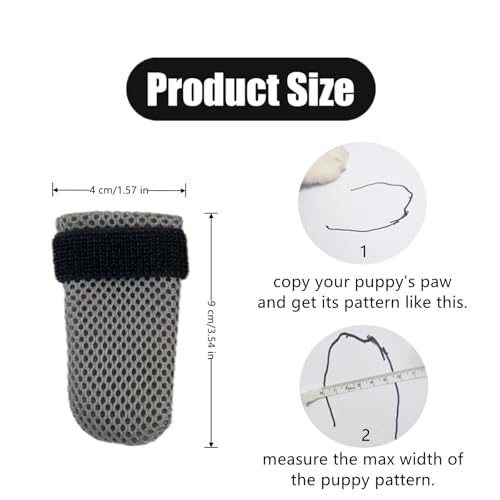Image of 4 PCS Cat Booties Adjustable Cat Claw Covers Breathable Mesh Anti-Scratch Claw Caps for Kitten, Bathing and Nail Trimming(M,Grey)