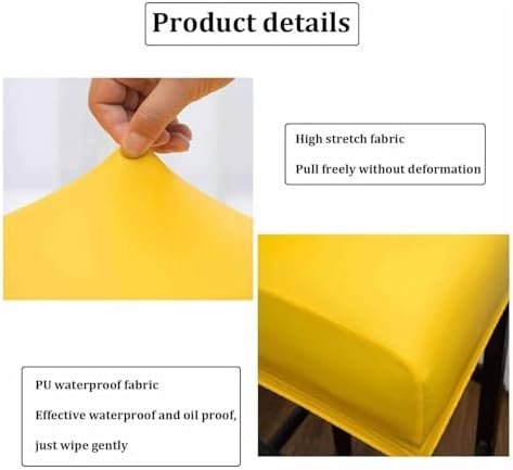 Stretch PU Barstool Covers Set of 6, Removable Chair Slipcovers for Pub Chairs, Durable High-Back Seat Protectors, Easy to Clean, Perfect for Home & Bars