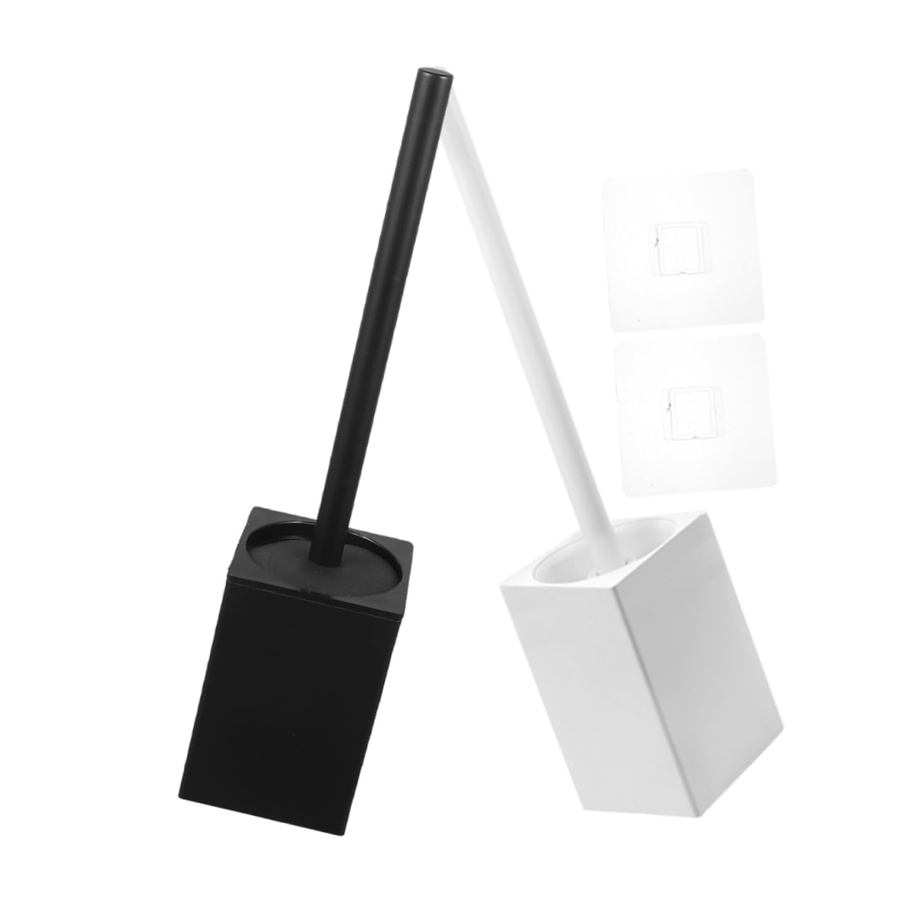 Escobilla de Baño y Soporte 2 Juegos Aluminio Plástico Limpieza WC | Montaje sin Perforación, Mango Largo Ergonómico, Cerdas Suaves para Hoteles y Baños Domésticos