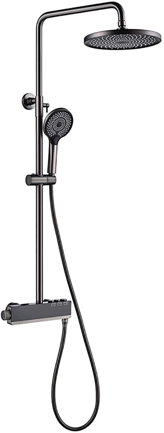 SWENEEN Handheld Showershower System With Digital Display,Shower Faucet Set,10 Inch,Shower Combo Set,Wall Mounted Rain Mixer Combo Set With Tub Spout,Rain Shower Head,Hand Shower,Gun Gray