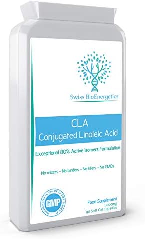 Conjugated Linoleic Acid - 1000mg CLA , 90 softgels  80% Active Isomer Natural CLA from Safflower Oil - Manufactured in The UK  No Mixers  No Binders  No fillers  No GMOs