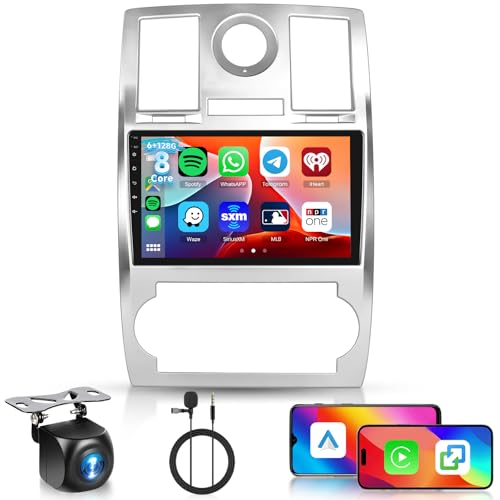 Hodozzy 6G+128GB 8 Cœurs Autoradio pour Chrysler 300 300C 2004-2011 Android Autoradio Bluetooth GPS, 2 Din Écran Tactile 9 Pouces Radio Voiture Carplay sans Fil...