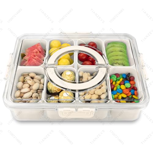 HRXFOZ 8-Compartment Divided Serving Tray with Lid