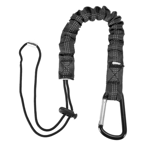 Image of MECCANIXITY Retractable Tool Lanyard 2ft with Single Aluminum Buckle and Adjustable Loop End, Maximum Weight Limit 10KG / 22lb, Safety Fall Protection Tools Leash, Black