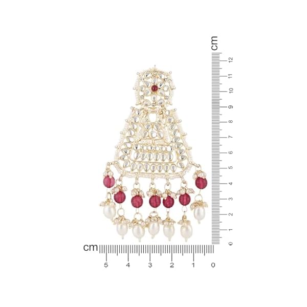 I Jewels Gold Plated Traditional Kundan & Pearl Drop Dangle Earrings For Women - Image 6