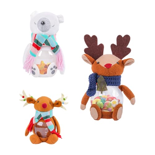 Tarros de almacenamiento de Navidad – Recipientes decorativos rellenos | Organización de dulces tema festivo para bufé, hogar, cocina, mostrador, aula, despensa, escritorio