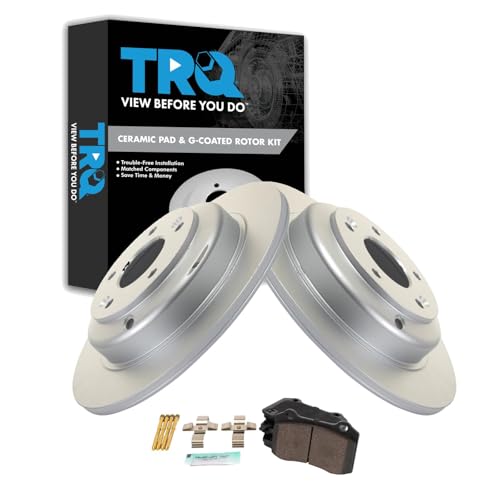 Image of TRQ Rear Brake Pad and Rotor Set Ceramic Coated Rotors Compatible with 2010-2013 Hyundai Genesis Coupe