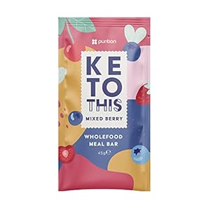 Purition Wholefood Meal Bars Mixed Berry Flavour 12 Pack | Vegan & Keto Friendly | No Added Sugar | Premium Low Carb High Fat Keto Meal Bars with Only Natural Ingredients