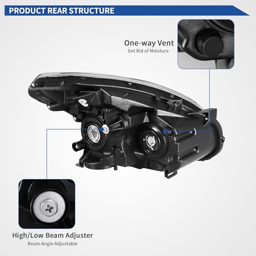 Image of oEdRo Headlight Assembly Compatible with 2008 2009 2010 2011 2012 2013 Rogue (Not Compatible on Models w /Factory HID Headlights) Headlamp with Amber Reflector Clear Lens Chrome Housing