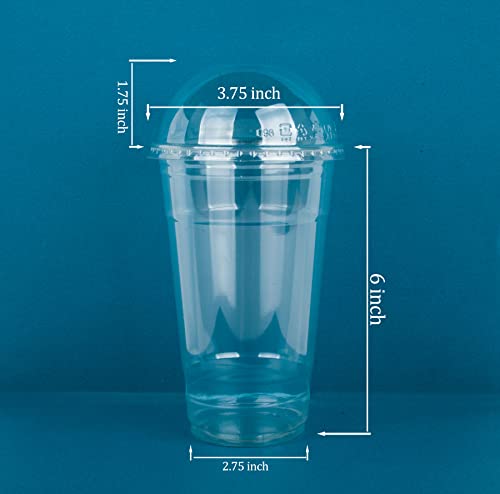 Image of Golden Apple Cup series, 24oz Clear Plastic cups with Dome lids with hole 50sets(50cups+50lids)