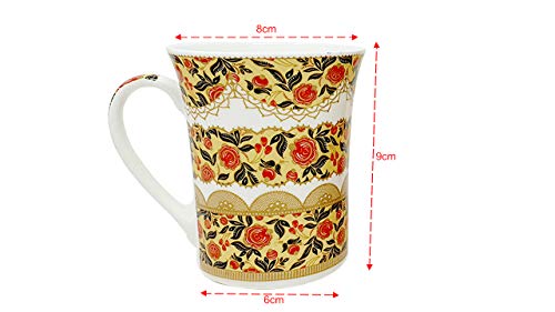 Image of U.P.C. Ceramic Coffee Mug Set of 2, Ceramic Cups for Tea, Coffee & Hot Beverages, Premium Kitchen Drinkware, Microwave & Dishwasher Safe Mugs, Home Office Cafe Use (Yellow Floral)