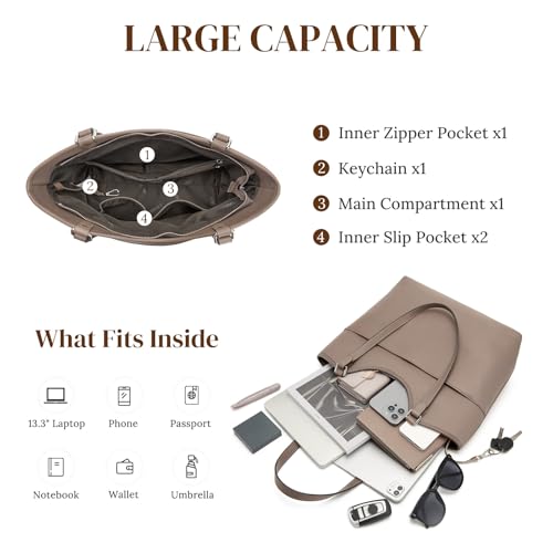 Bolso Tote de cuero para mujer para trabajo y viaje miniatura 3