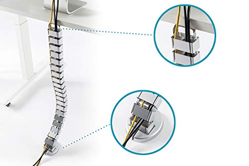 DIGITUS Vertical cable management - Flexible desk cable management - Metal base - Desk height up to 130 cm - Silver - Image 4