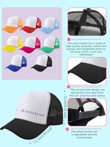 SGBETTER Pacote com 8 bonés infantis de sublimação DIY boné de caminhoneiro em branco boné de beiseb