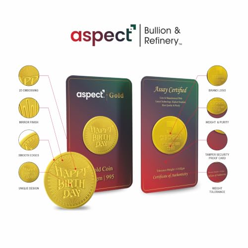 Image of ASPECT BULLION Happy Birthday Yellow Gold Coin 24kt (995) Pure Gold