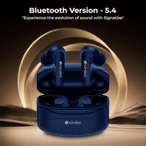 Image of Premium & Stylish True Wireless Earbuds, Bluetooth 5.4, 45 Hour Playback, 10mm Drivers, Type-C Charging (Navy Blue)