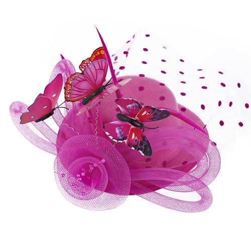 Sombrero fascinator mariposa rojo para niñas
