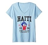 Photo Gallery donna bandiera haitiana day pride 1804 haiti prima repubblica nera maglietta con collo a v Photo Gallery donna bandiera haitiana day pride 1804 haiti prima repubblica nera maglietta con collo a v