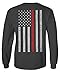 0058. American Flag Thin Red Line Firefighter Support Seal Men's Long Sleeve t Shirt (Characol, X-Large)