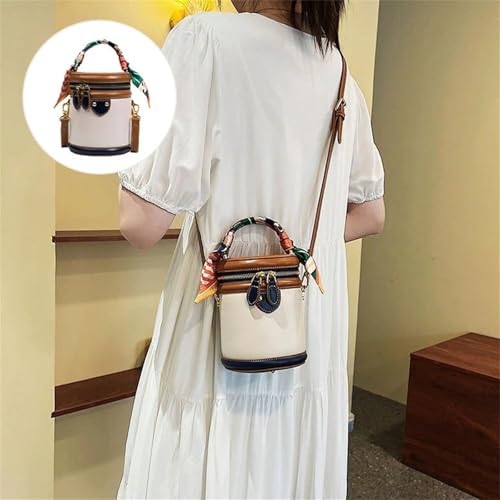 2025 New Summer Cylinder Bag, Colorblock Bucket Bag for Women, Fashionable Crossbody Bag, Women's Shoulder4