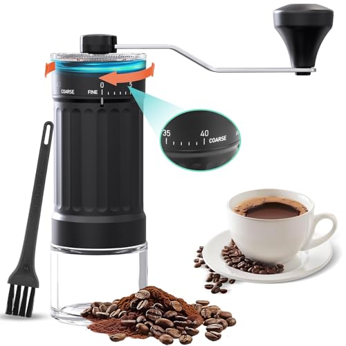 Molinillo de Café Manual Portátil 30g, 40 Ajustes, Molinillo Cónico con Manivela para Espresso, Filtro/Pour Over - Mini para Viaje, Camping, Oficina en Casa