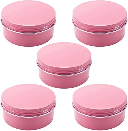 Heyiarbeit 5Pcs 8.3oz Round Aluminum Cans Tin Can Screw Top Metal Lid Containers for Lip Balm, Crafts, Cosmetic, Candles, Candies, 250ml