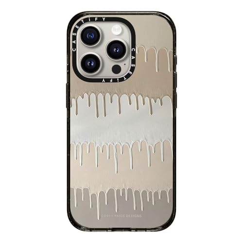 CASETiFY �C���p�N�g iPhone 15 Pro �P�[�X [MIL�K�i���� (4x MIL-STD-810G)/2.5m����̗����������N���A/MagSafe �ɑΉ�] - Tan Painted Drips by Corey Paige Desi
