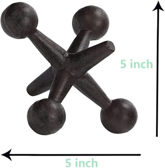Miniatura 6 de Juego de 2 esculturas de metal Jack Escultura Decorativa, 5 pulgadas de alto, marrón