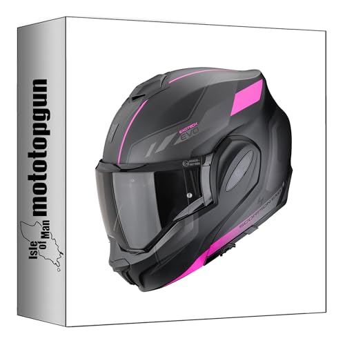 Casque modulable Scorpion Exo-Tech Evo Socius noir mat rose taille L pour moto