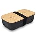 Produktbild Navaris Bento Box Lunch Box mit Bambus Deckel - Brotdose 1 Fach 700ml luftdicht - Brotbox für Kinder und Erwachsene - Gummiband Verschluss - Schwarz