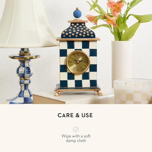 Mackenziechildsdeskclockdecorativewoodclockforkitchenandlivingroomblueandwhiteroyalcheck Urban Country Home Decor Mackenzie childs desk clock decorative wood clock for kitchen and living room blue and white royal check urban country home decor