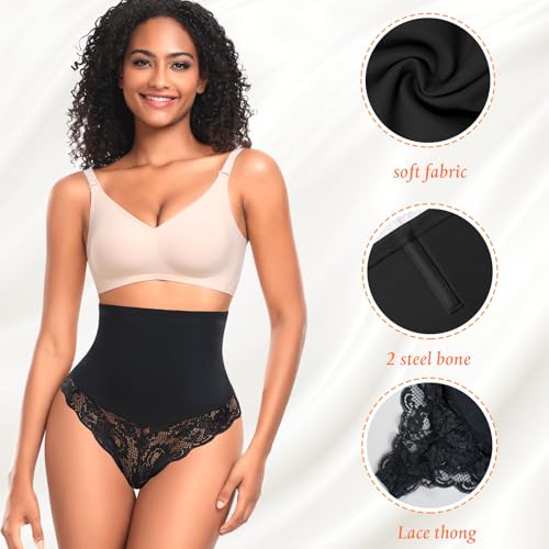 Image of Werena Thong Shapewear for Women Mid High Waisted Shaper Panties Girdle