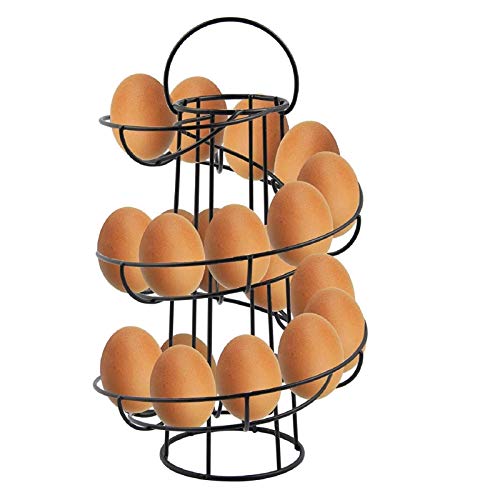 Quieting Kitchen Storage Spiral Helter Skelter Egg Holder Stand Rack Holds Up to 18 Eggs for Countertop Kitchen (Black)