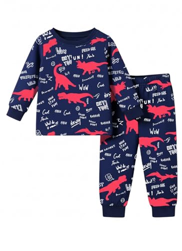 Image of Trampoline Boys Terry Loop T-Shirt & Trackpant Set | Soft & Warm Dinosaur Printed Co-ord for Boys