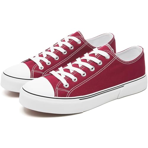 Image of yageyan Men Canvas Low top Shoes Classic Casual Sneakers Black and White Fashion Shoes