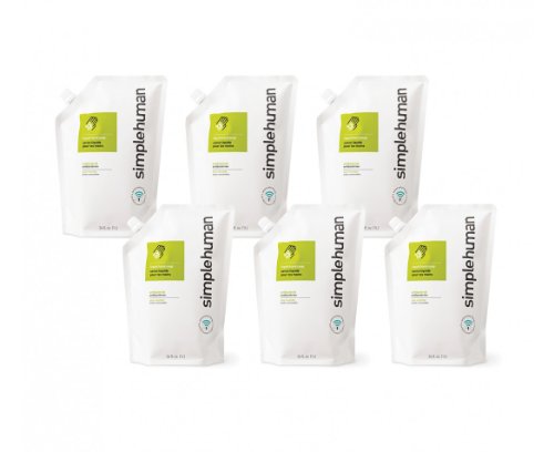 simplehuman Antibacterial Liquid Hand Soap Refill Pouch, Aloe/Cucumber (6 Pack)