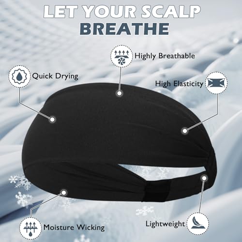 Image of Beister Sports Headbands for Men & Women (5 Pack), Moisture Wicking Sweatbands, Elastic Non Slip Sweat Bands, Athletic Workout Fashion Wide Hair Bands for Running, Cycling, Basketball, Yoga