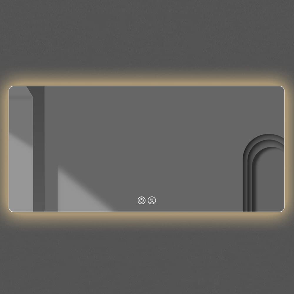 GuyAna Specchio cosmetico con Luce Specchio da Bagno con Montaggio a Parete Specchio per Trucco Illuminato Rettangolare da 24x32 Pollici Specchio LED antiappannamento Orizzontale/Vertical
