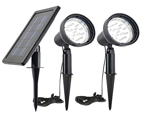 SUNLONG Solar Powered Spot Lights Outdoor Waterproof 2 in 1 Bright Solar SpotLights Power Adjustable for Flag Yard Flagpole Landscape Dusk to Dawn 2 x Spots White by SUNLONG - Used condition - US$34.14