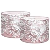 Nuxovilar Lamp Shades Set of 2, Polyester 13x9.8 Inches - Lamp Shades for Table Lamps, Lace Floral Design for Bedroom, Vanity Area, Boudoir