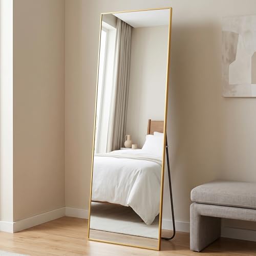 Image of BEAUTYPEAK 71 inchx36 inch Rectangle Full Body Floor Mirrors, Full Length Mirror Hanging or Leaning, Aluminum Alloy Frame Wall Mirror for Bedroom, Dressing Room, Gold